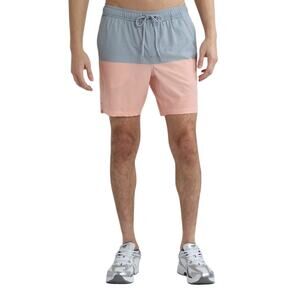 NWT George Mens Two Tone Striped Compression Lined Swim Trunks Size Small SPF 50